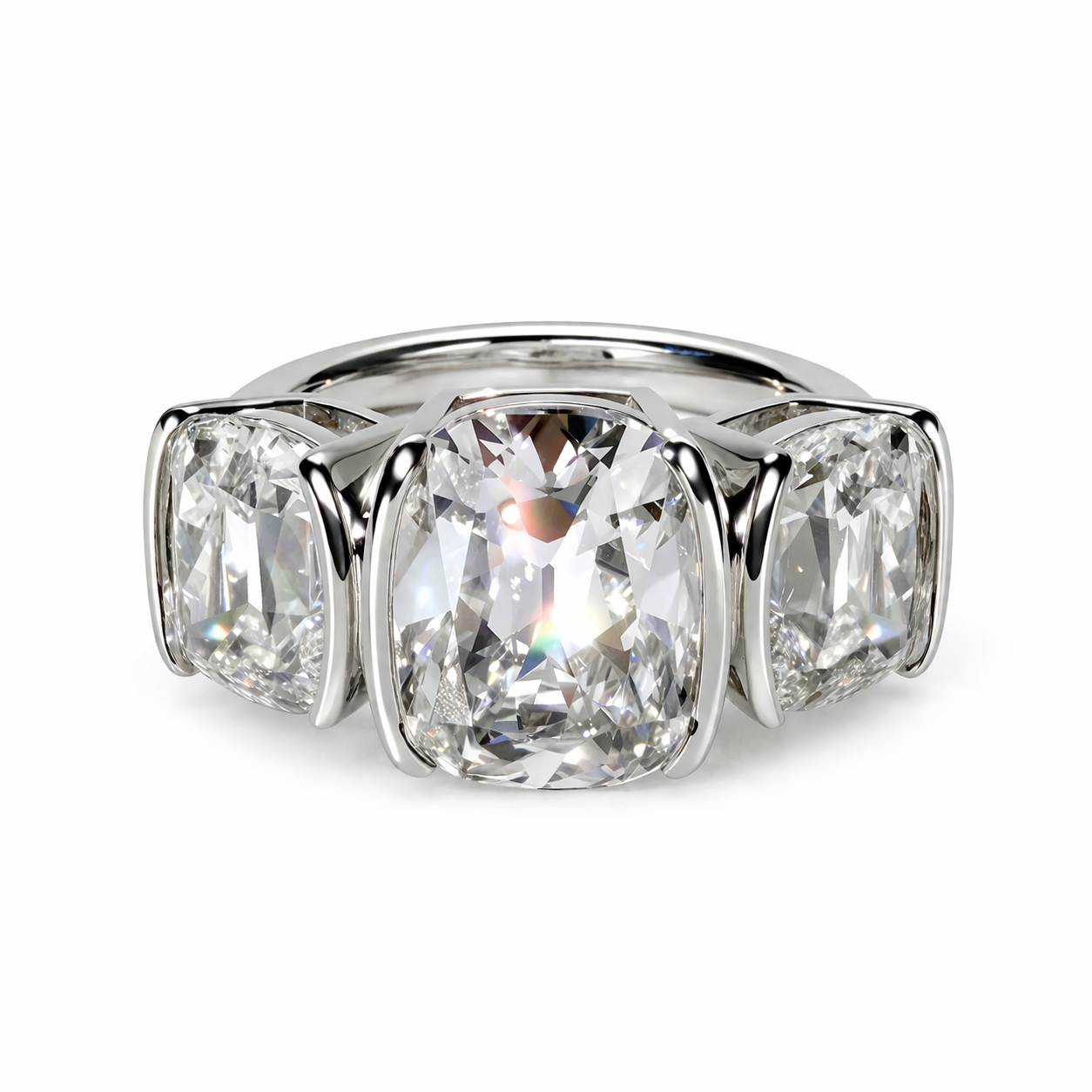 10ct Old Mine Cut Triad in Platinum