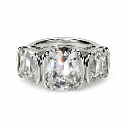 10ct Old Mine Cut Triad in Platinum