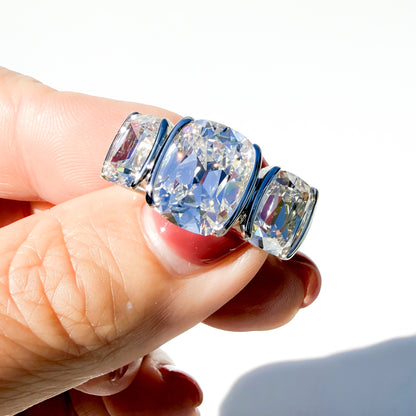 10ct Old Mine Cut Triad in Platinum