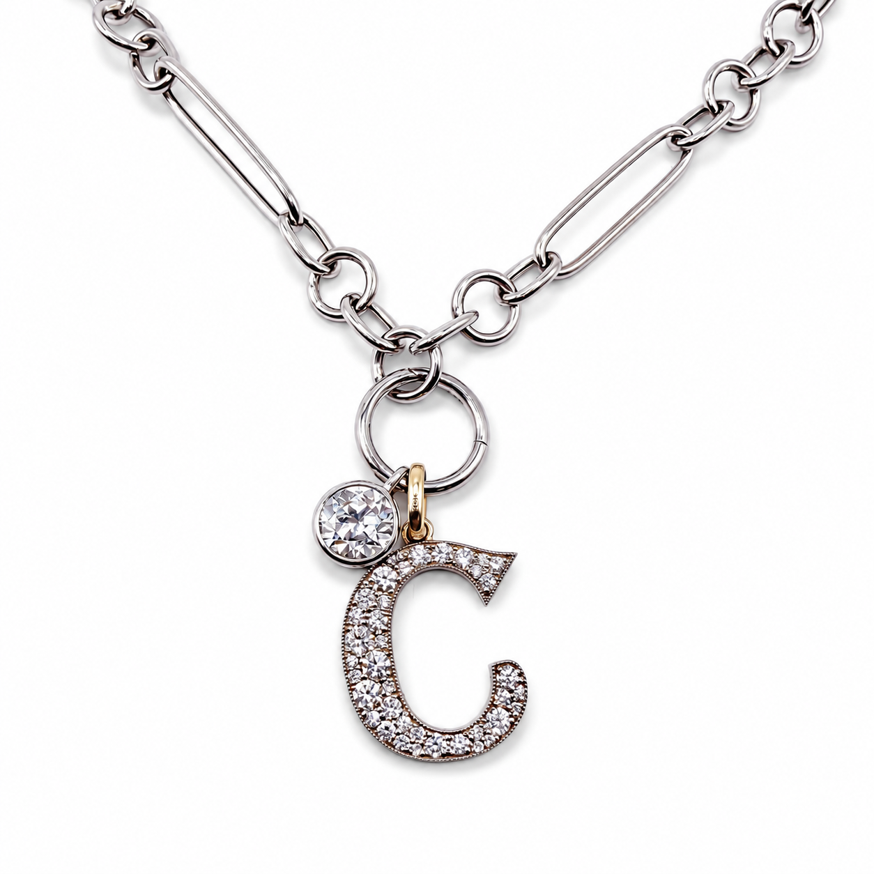 The OEC Bezel Pendant, 2.10ct Antique Cut in 14K White Gold