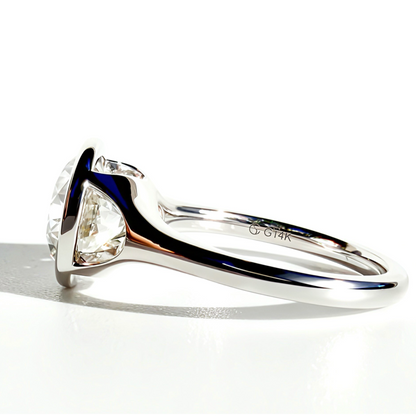 The Sunroof 3.2ct E VVS2 Round Brilliant Cut Bezel Solitaire in 14K White Gold