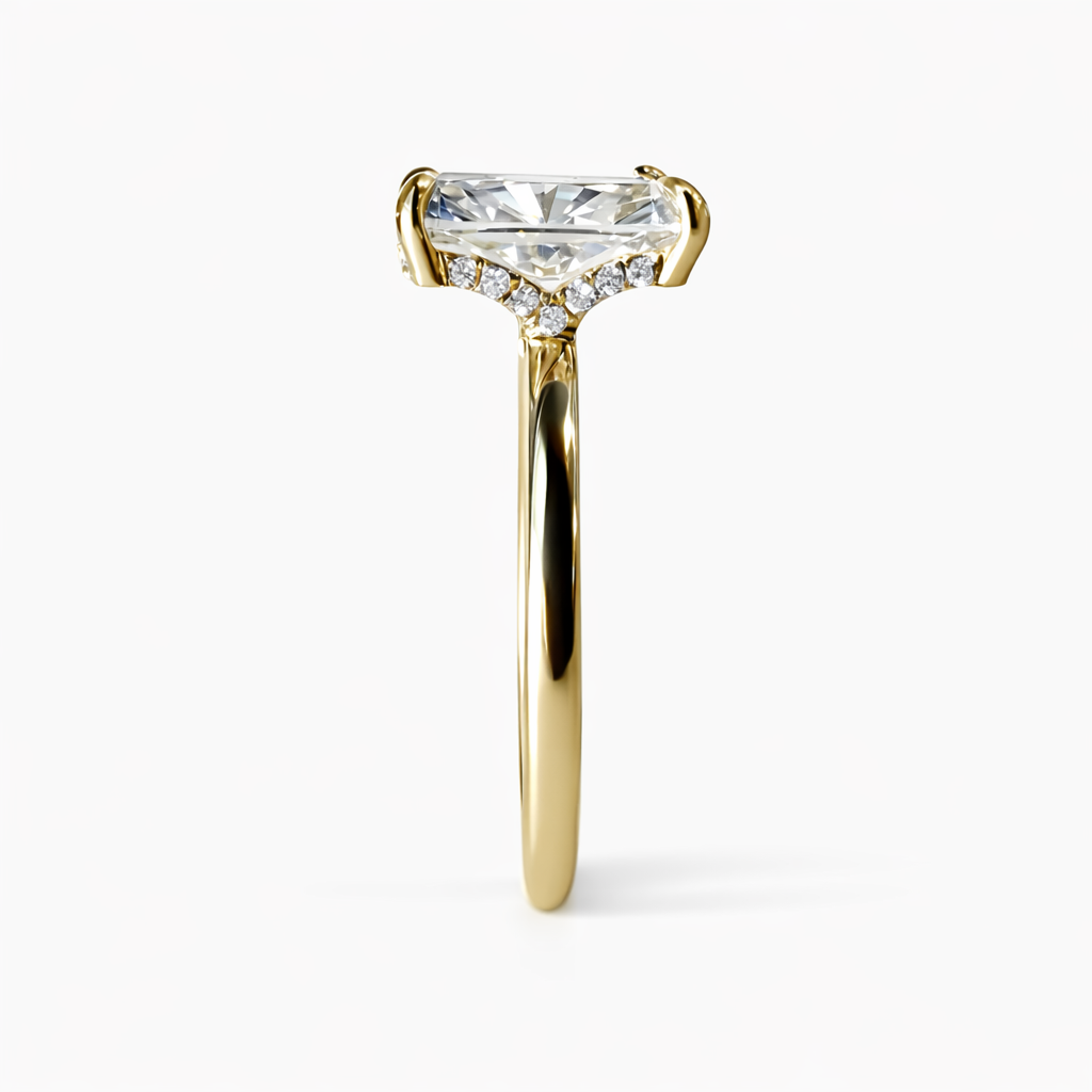 The Understory 3.5ct E VVS2 Cushion Solitaire in 14K Yellow Gold