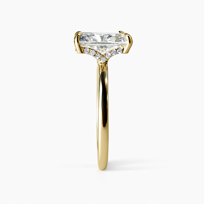 The Understory 3.5ct E VVS2 Cushion Solitaire in 14K Yellow Gold