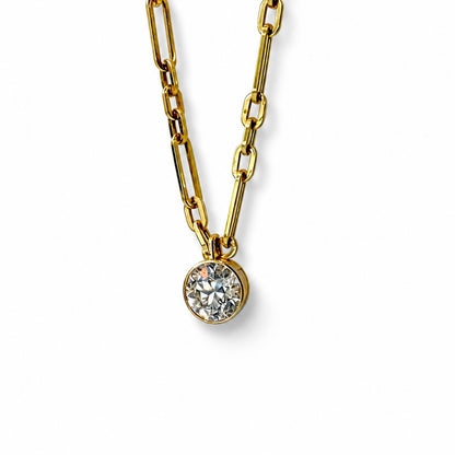 The OEC Bezel Pendant, 2.71ct Antique Cut in 14K Yellow Gold
