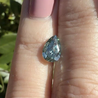 1.96ct Fancy Vivid Bluish Green VS1 IGI Certified Modified Brilliant Cut Pear Lab Diamond