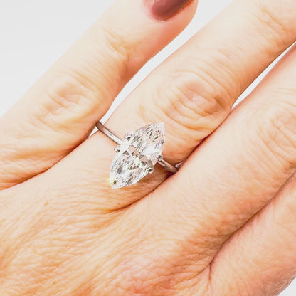 3.01ct E VS1 IGI Certified Old Mine Cut Marquise Lab Diamond