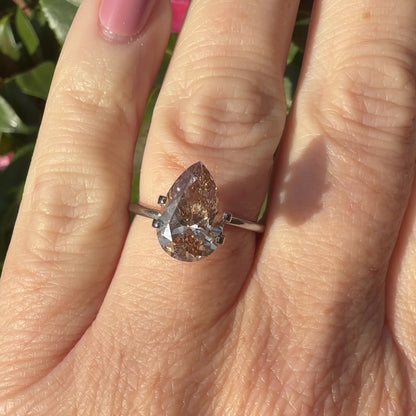 2.99ct Fancy Pinkish Brown VS1 IGI Certified Pear Brilliant Cut Lab Diamond