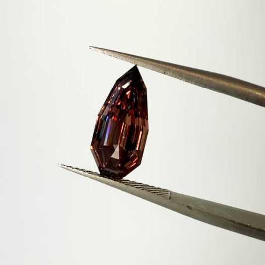 2.13ct Fancy Brown VS1 IGI Certified Step Cut Pear Shaped Lab Diamond