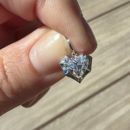 Heart-Shaped Diamond Pendant in 14K White Gold