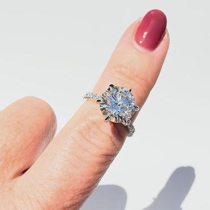 Classic 4.3ct Round Brilliant Pave Solitaire Ring