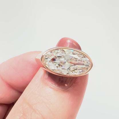 The Bicoastal Signet, 3ct Antique Cut Oval in Rose Gold