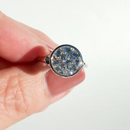 The Sunroof 3.2ct E VVS2 Round Brilliant Cut Bezel Solitaire in 14K White Gold