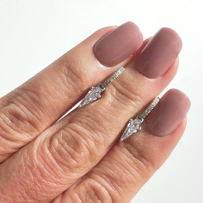 Diamond Switchblade Huggies in 14K White Gold