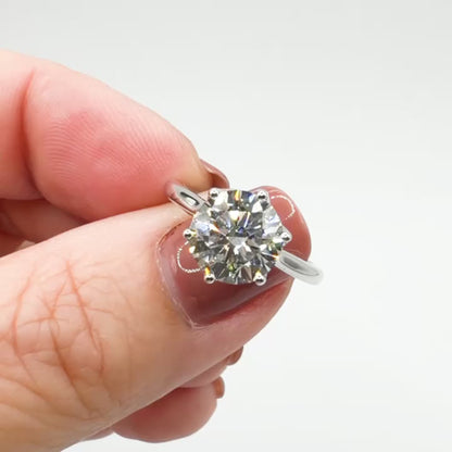 2.5ct E VS1 Tulip Basket Solitaire Engagement Ring in 14K White Gold