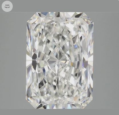 5.03ct F VVS2 IGI Certified Radiant Cut Lab Diamond