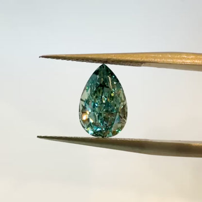 1.96ct Fancy Vivid Bluish Green VS1 IGI Certified Modified Brilliant Cut Pear Lab Diamond
