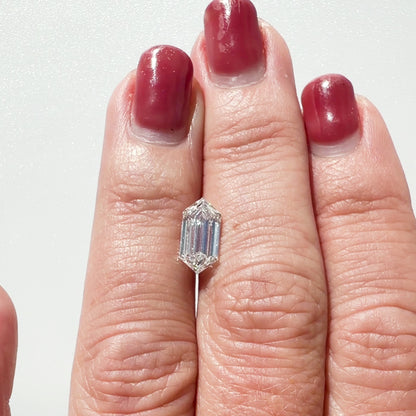 2.17ct F VVS2 IGI Certified Elongated Step Cut Hexagon Lab Diamond