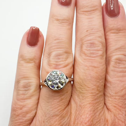 The Sunroof 3.2ct E VVS2 Round Brilliant Cut Bezel Solitaire in 14K White Gold