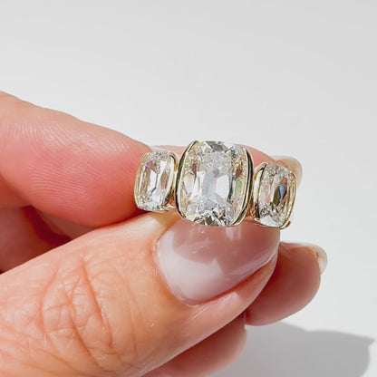 Old mine cut triad ring