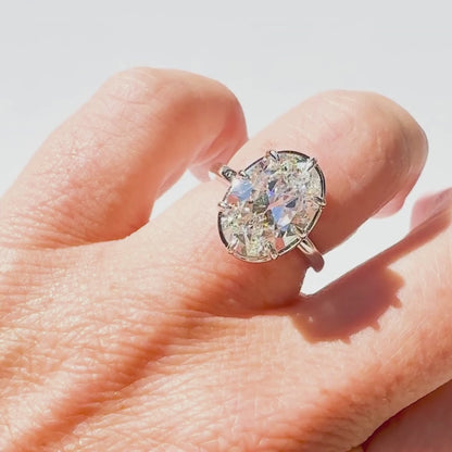 The 8 Ball Oval, 5.2ct G VS1 Antique Cut Oval Solitaire, 14K White Gold