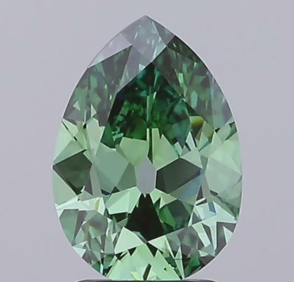 2.04ct Fancy Vivid Green VVS2 IGI Certified Antique Cut Pear Lab Diamond