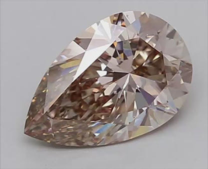 3.08ct Fancy Pinkish Brown VS1 IGI Certified Pear Brilliant Cut Lab Diamond