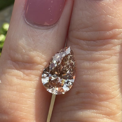 2.99ct Fancy Pinkish Brown VS1 IGI Certified Pear Brilliant Cut Lab Diamond