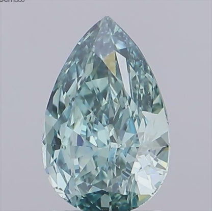 1.96ct Fancy Vivid Bluish Green VS1 IGI Certified Modified Brilliant Cut Pear Lab Diamond