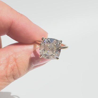 5ct Old Mine Cut Cushion Engagement Ring
