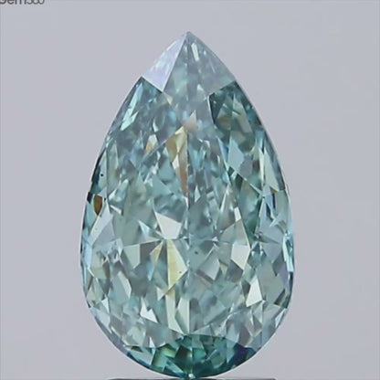 3.03ct Fancy Vivid Bluish Green VS2 IGI Certified Modified Brilliant Cut Pear Lab Diamond