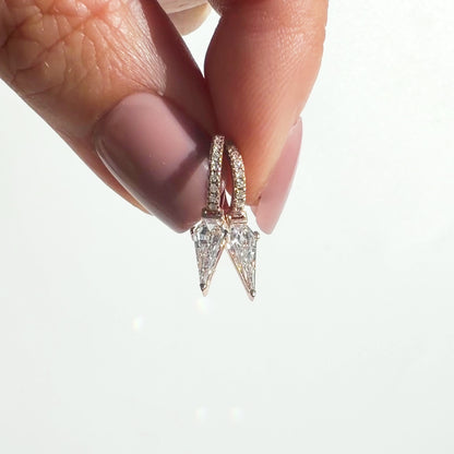 Diamond Switchblade Huggies in 14K Rose Gold