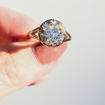 OEC 3.17ct E VVS2 Solitaire in 14K Rose Gold