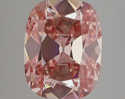 3.56ct Fancy Vivid Pink VS1 IGI Certified Old Mine Cut Cushion Lab Diamond