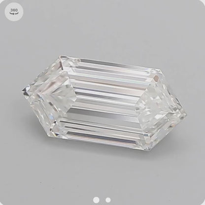 2.17ct F VVS2 IGI Certified Elongated Step Cut Hexagon Lab Diamond