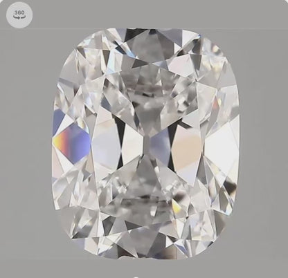 3.41ct E VVS2 IGI Certified Old Mine Cut Cushion Lab Diamond