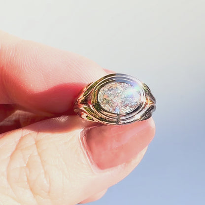 Crushed Ice Oval Pinky Ring in 14K Rose Gold