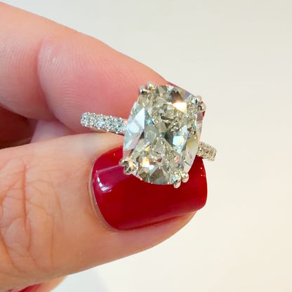 Old Mine Cut Cushion Pave Solitaire in Platinum