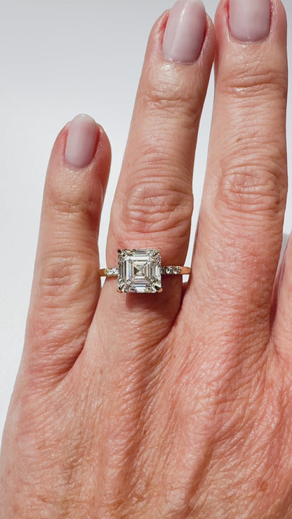 Asscher floating gallery ring
