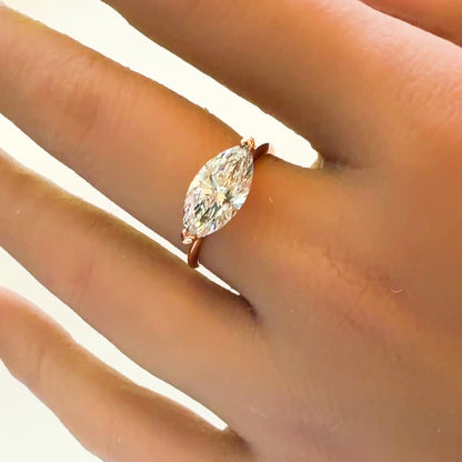 The Bi-Coastal Marquise Solitaire in 14K Rose Gold