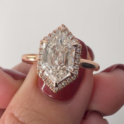 The Look Sharp Elongated Hexagon Halo Ring