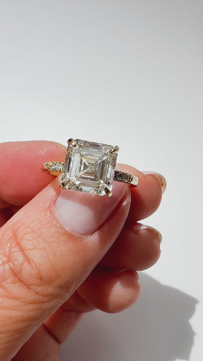 Asscher floating gallery ring