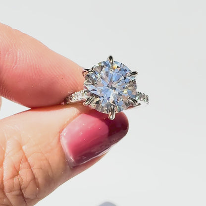 Classic 4.3ct Round Brilliant Pave Solitaire Ring