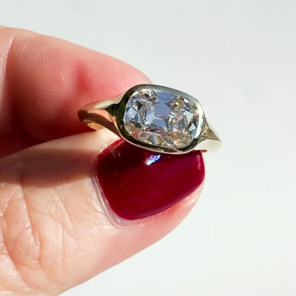 The Bicoastal Signet: 1.8ct Old Mine Cut Cushion in 14K Yellow Gold