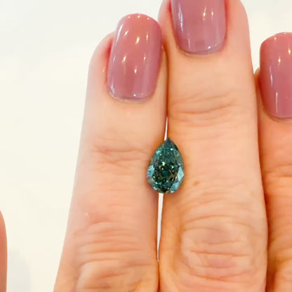 2.10ct Fancy Vivid Greenish Blue VS1 IGI Certified Modified Brilliant Cut Pear Lab Diamond