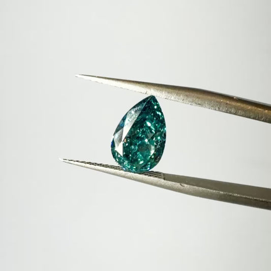 2.10ct Fancy Vivid Greenish Blue VS1 IGI Certified Modified Brilliant Cut Pear Lab Diamond