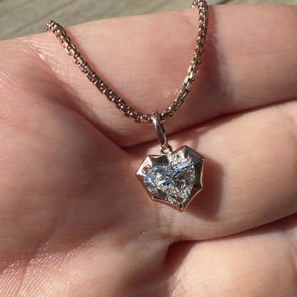 Heart-Shaped Diamond Pendant in 14K Rose Gold
