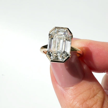 The Half Step 6ct Emerald Cut Solitaire in 14K Yellow Gold