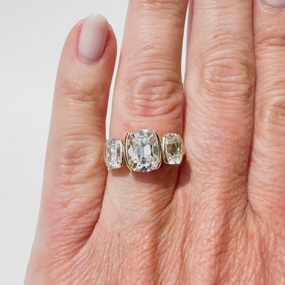 Old mine cut triad ring