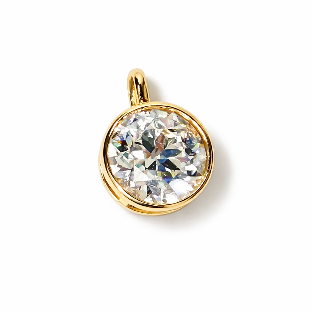 Soriano Custom 2.07ct Old European Cut diamond pendant set in a polished 14K yellow gold bezel setting.