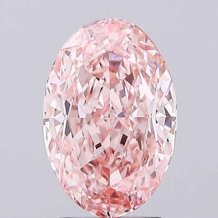 2.71ct Fancy Vivid Pink VVS2 IGI Certified Modified Brilliant Oval Lab Diamond